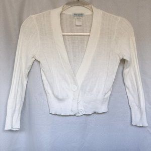 Y2K Preloved White Cropped Knit Cardigan Size M, but fits an XS-S